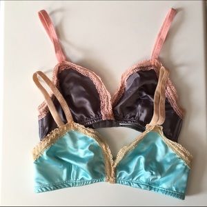 Set of 2 Kimchi Blue lace trim bralettes