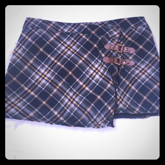 Plaid wrap mini skirt