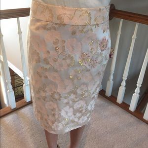 Banana republic pink and gold brocade skirt