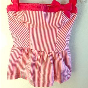 Hollister Red and White Striped Tube Top