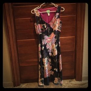 Asian patterned silk dress.