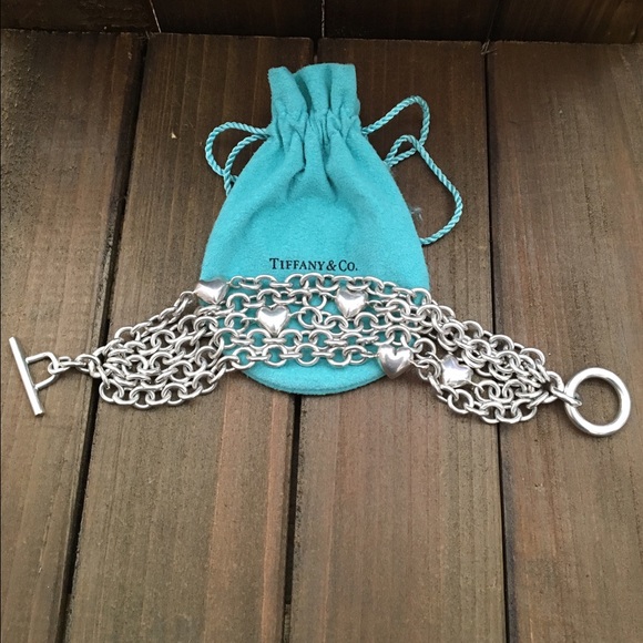 Tiffany & Co. 5 Row Heart Link Toggle Bracelet