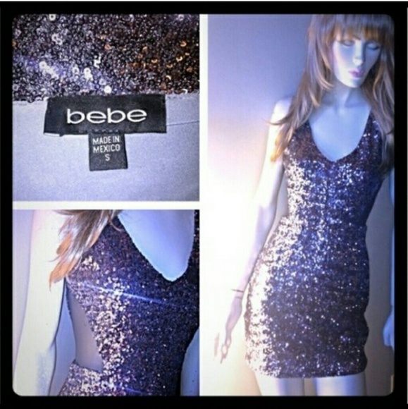 Silver sequin bebe dress - Picture 1 of 1