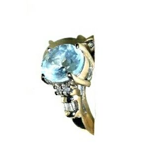 Genuine Aquamarine, Diamond & White Gold ring