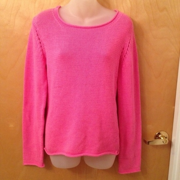 Lilly Pulitzer pink classic knit cotton sweater