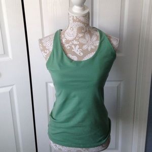 Racer back yoga top with built in bra by Prana.