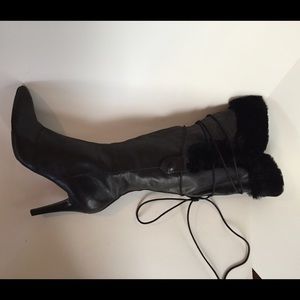 Real leather/rabbit fur boots 8.5