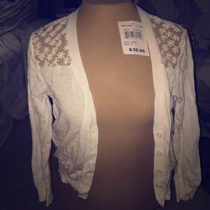 white cropped cardigan