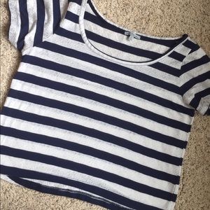 Blue & silver/white striped shirt