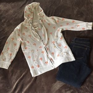 Zip-up 3/4" sleeve hoodie