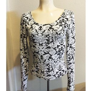 Damask Long Sleeve Crop Top
