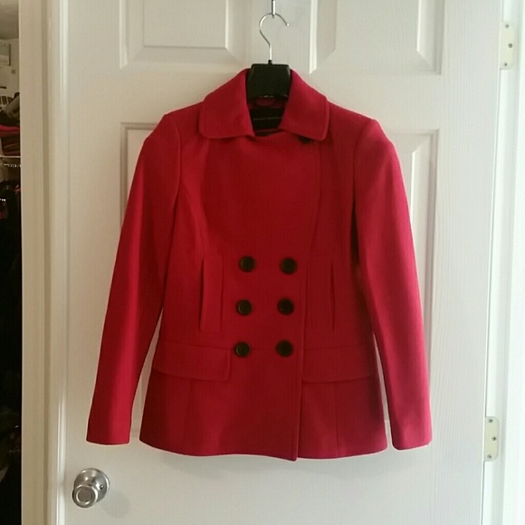 Banana Republic red  wool double-breasted peacoat