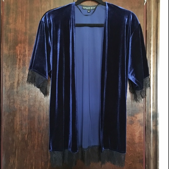 Topshop Petite Blue Velvet Kimono