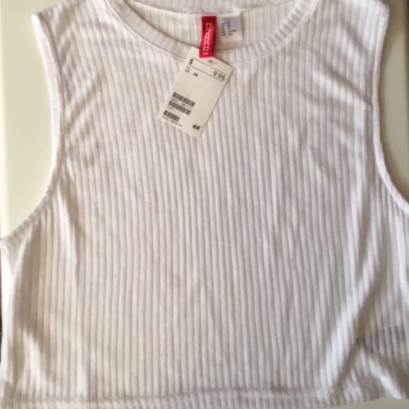 H&M ribbed white crop tank