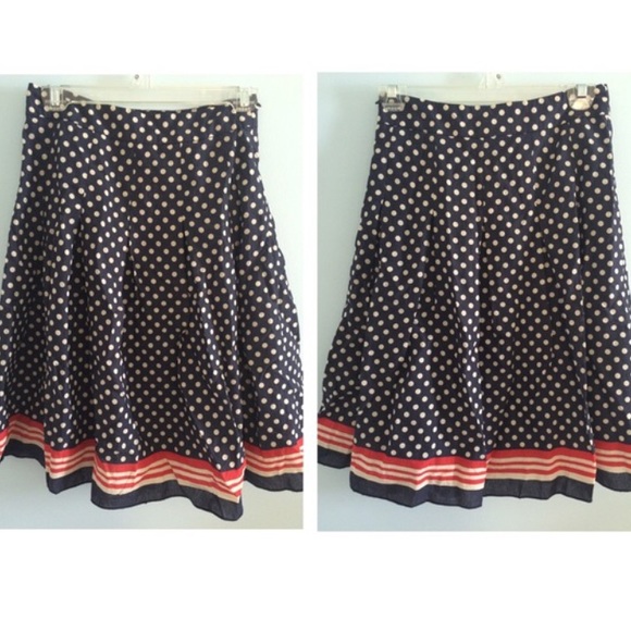 Vintage navy polka dot circle skirt