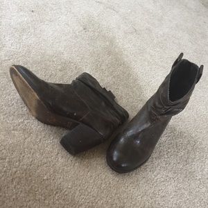 Festival Style Brown Leather Ankle Boots