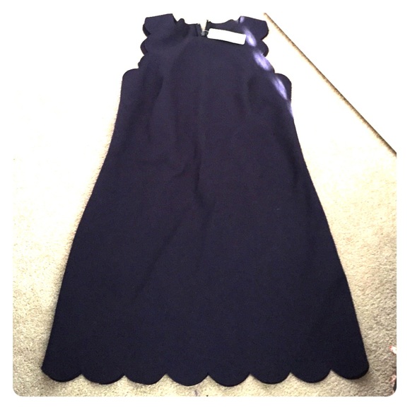 Adorable navy jcrew dress with scalloped edges