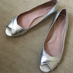 Silver Peep Toe Lands End Flats