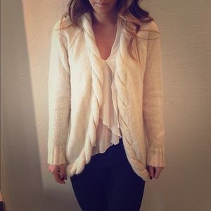 Cream knit open cardigan
