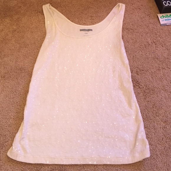 White sequin tank top