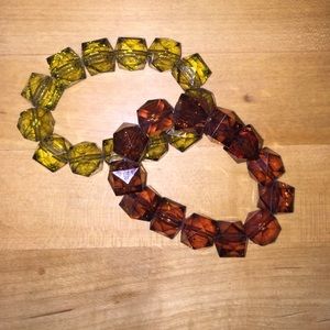 Plastic Elastic Band Beaded Bracelets