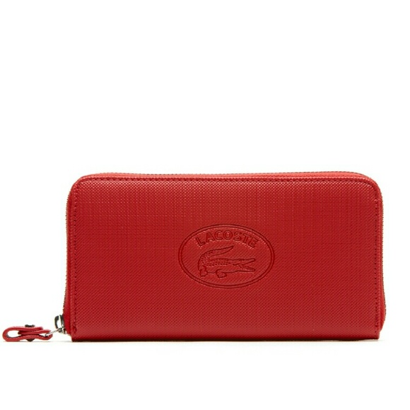 LACOSTE RED ZIP WALLET