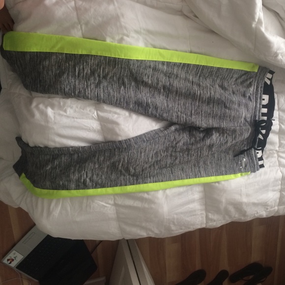 SiE medium pink pants. Neon green stripe