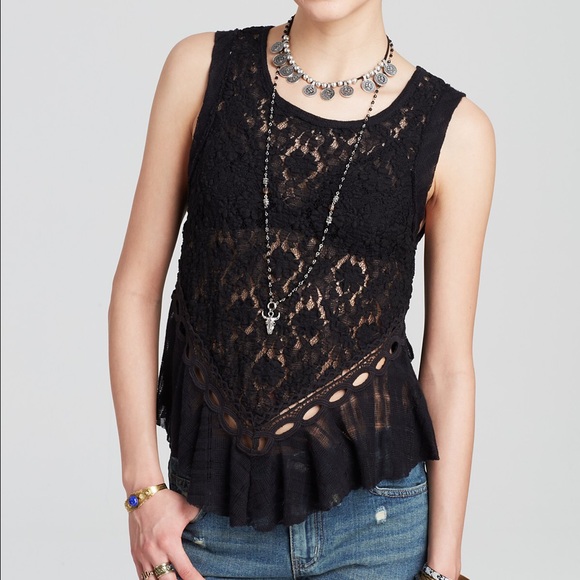 *Reduced* Free people dark bloom lace tank top