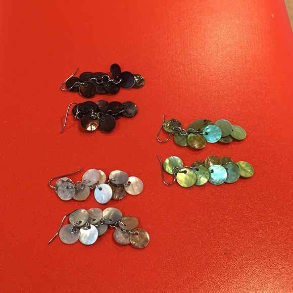 Set of 3 pairs: Shell dangle earrings