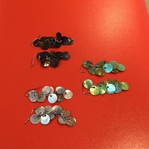 Set of 3 pairs: Shell dangle earrings