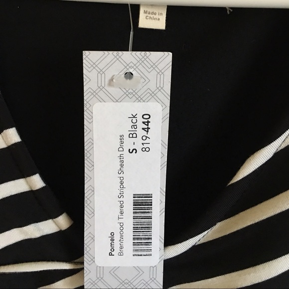 Brentwood tiered striped black/white sheath dress. - Picture 3 of 3