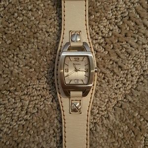 Tan leather fossil watch