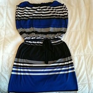 Blue/Black/Grey Striped Dress