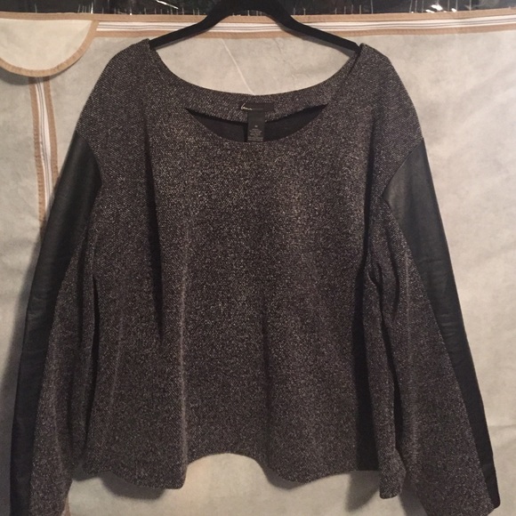 Leather paneled sleeved top