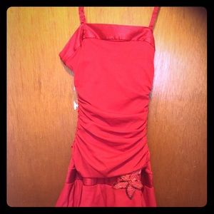 Pretty red dress.