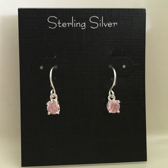 Sterling silver earrings with pink jem - Picture 1 of 1