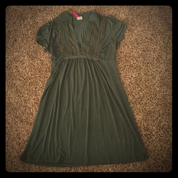 Dark Green Cap Sleeve Dress- Candies