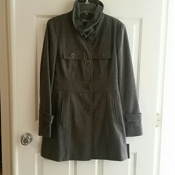 Kenneth Cole Reaction grey wool military coat