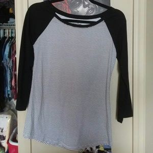 Black and white baseball tee