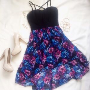 Strappy high-low floral dress