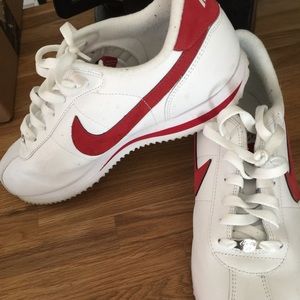 Red and White Nike Cortez