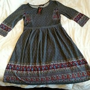 Grey fit & flare dress NWT