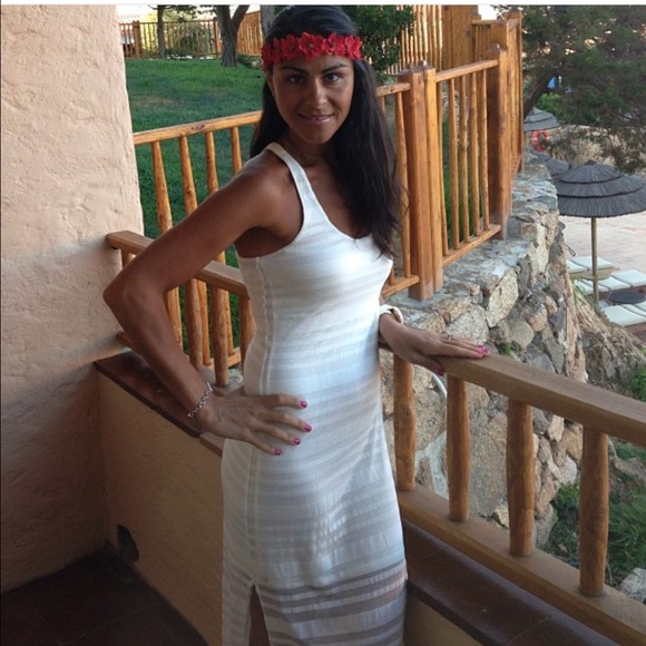 White racer back jersey dress