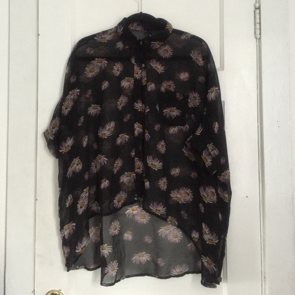 O'neil purple daisy sheer button up blouse - Picture 1 of 4