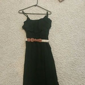 Long black dress with belt