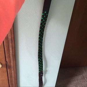 Black and green checkered studded belt