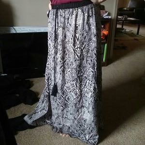 Black and white long, flowy skirt