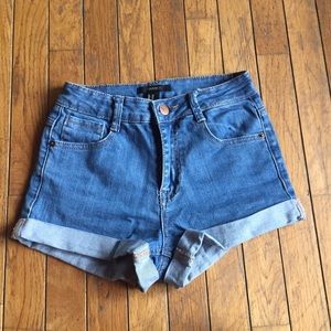 High waisted jean shorts