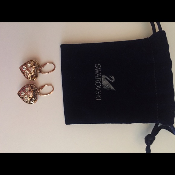 Swarovski Rose Gold Clover Heart crystal earring