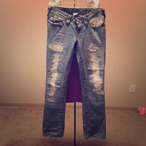 Distressed true religion jeans